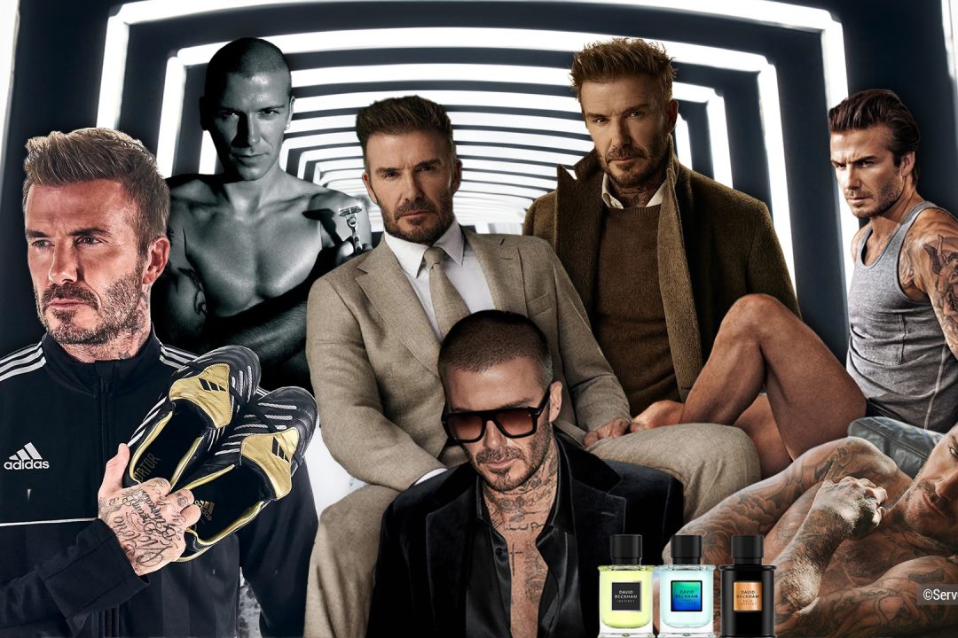 Collage of David Beckham pictures from his ad campaigns
